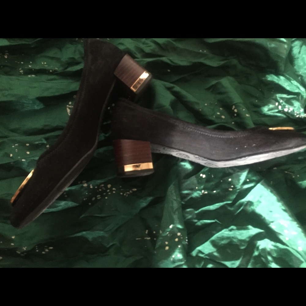 TORY BURCH GORG SUEDE BLOCK WOODEN Heels RETRO LUX - Picture 3 of 7